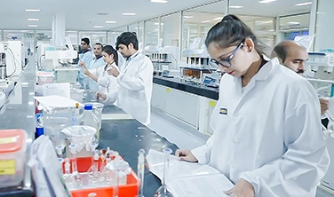 people working on lab
